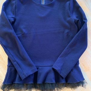 EUC • JCREW Top NAVY with ruffled tulle bottom